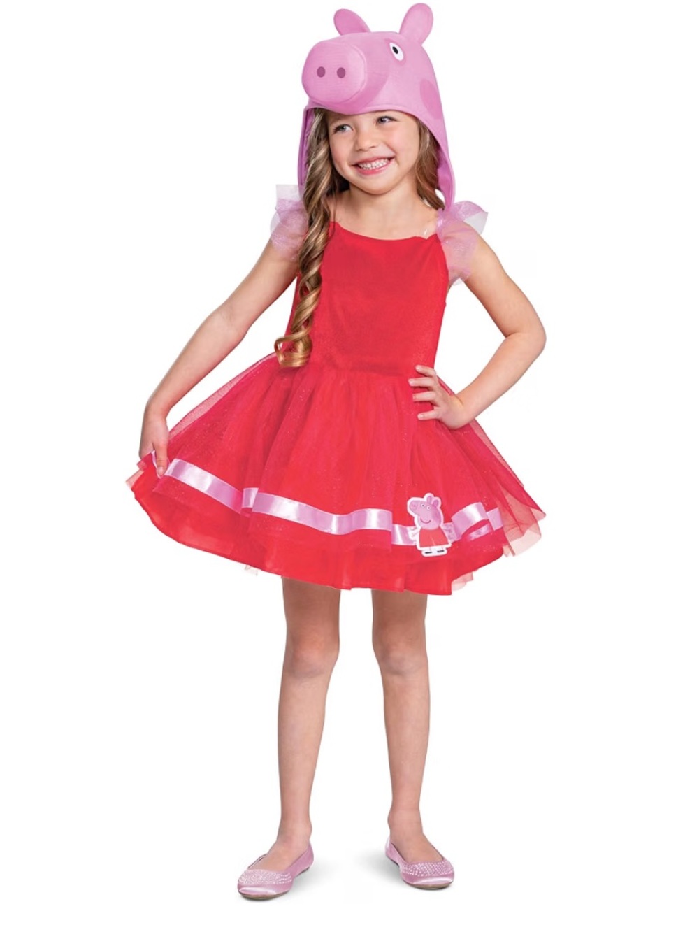 Peppa Pig Red and Pink Tulle Party Costume with Character Hood